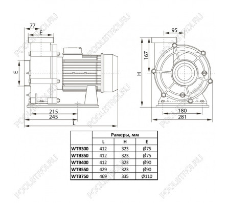 Насос WTB550 (WTB400T). без префильтра. 85м³/час. 380В